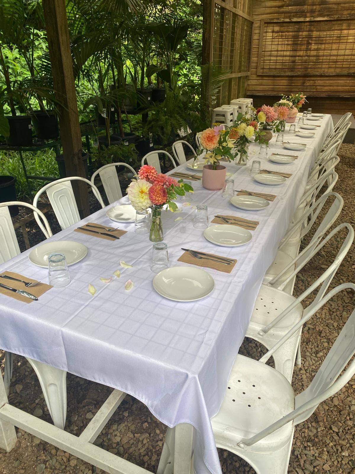 Outdoor baby shower set-up at Fairhill Adventure Gardens, a baby shower venue on the Sunshine Coast