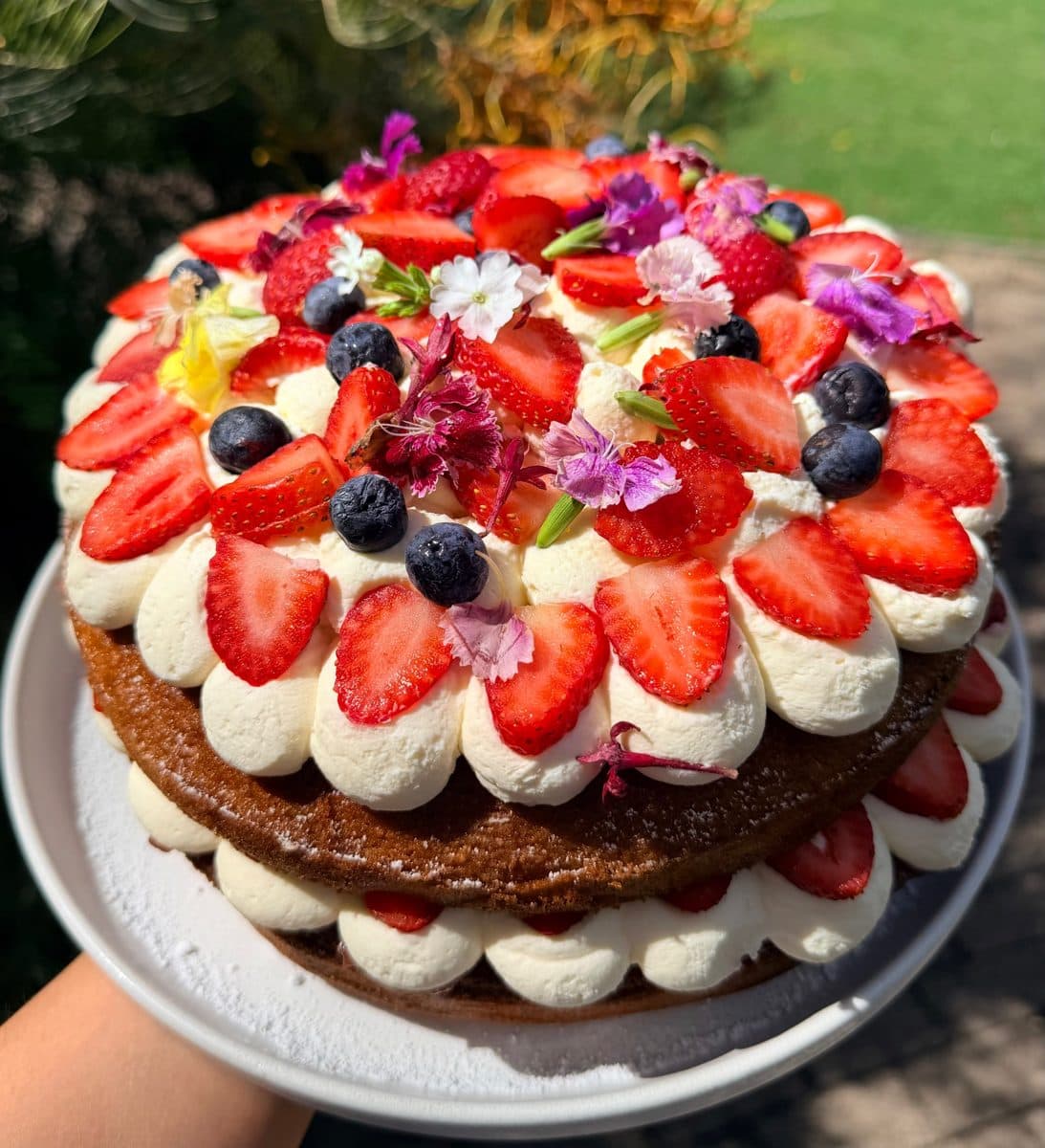 Berries & Blossoms Cream Sponge at the Gardens Café