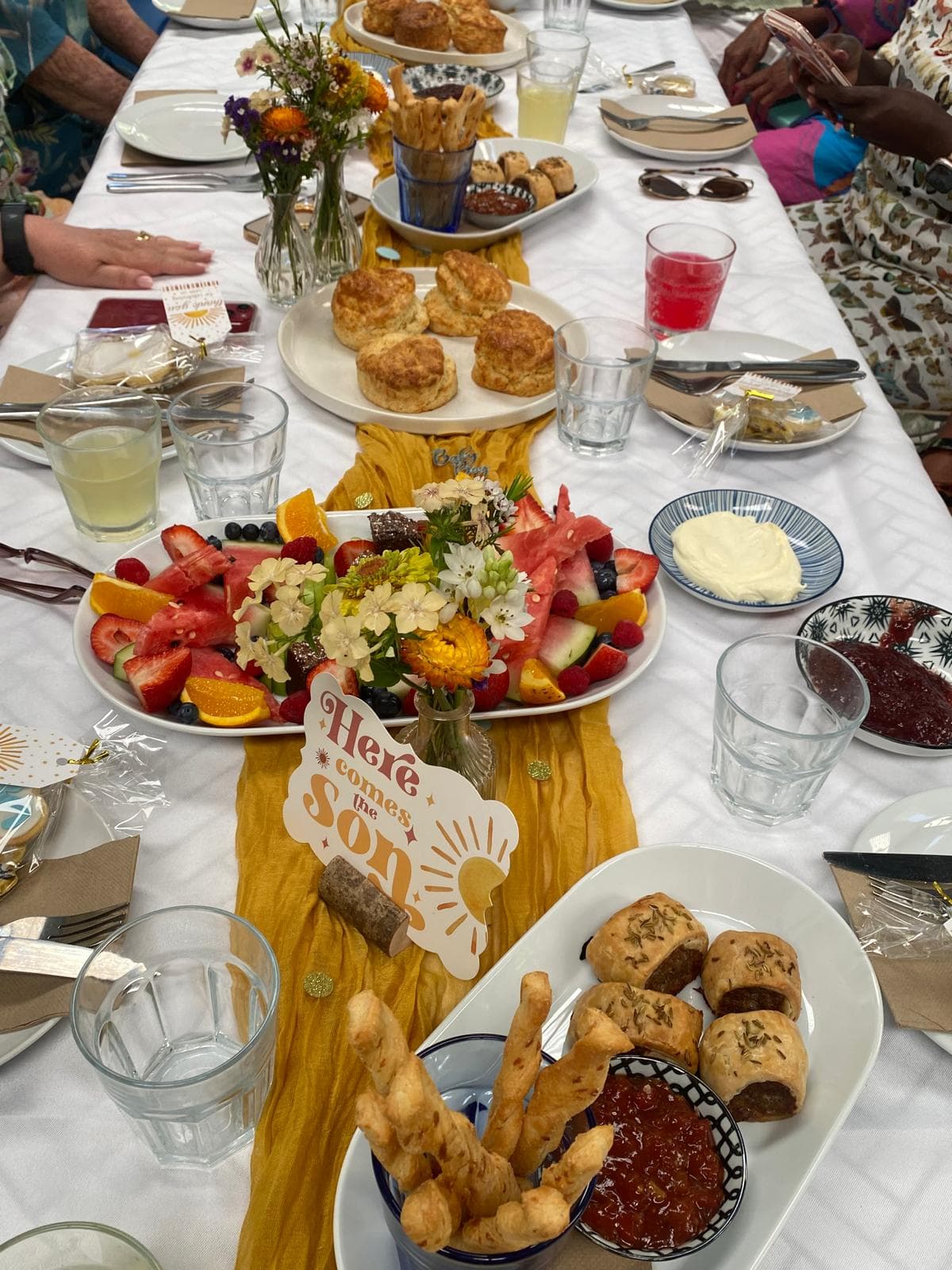 Baby shower table set-up at Fairhill's outdoor function space, Sunshine Coast