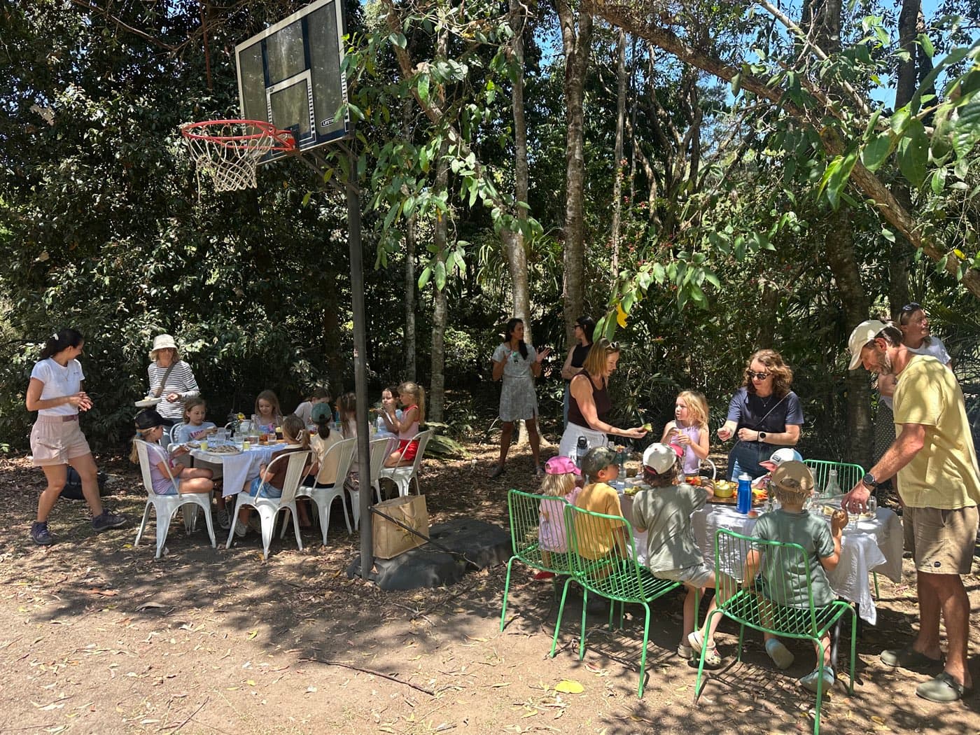 Children's birthday party set up in the gardens at Fairhill