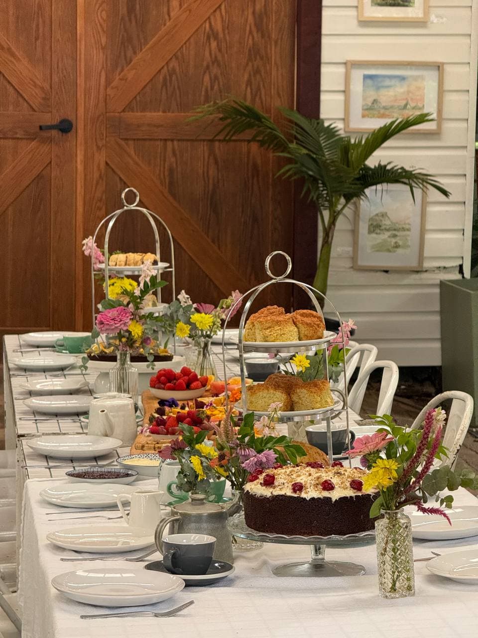 Engagement party afternoon tea setting at Fairhill