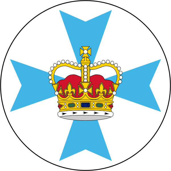 State Badge of Queensland — light blue Maltese cross with St Edward's Crown